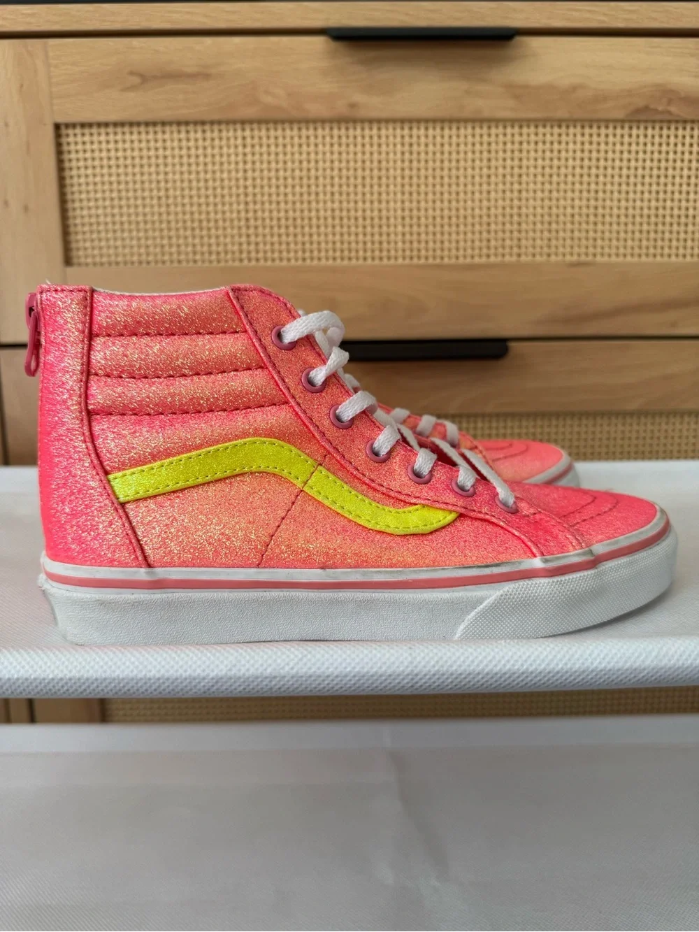 Vans - size 3 - NWT sk8 hi zip neon glitter sneakers